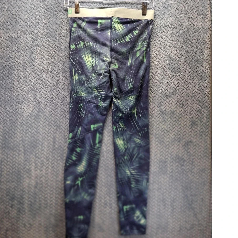 Nike Pro Dri-FIT Leggings Womens Medium Purple Green Palm Print 835620 Yoga Gym